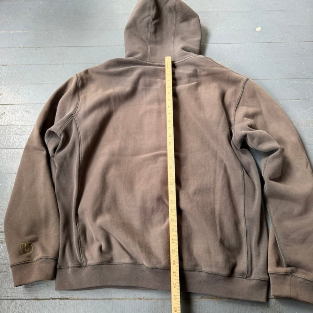 Burton Mens XL Heavyweight Full Zip Hoodie Brown Faded Logo Sweatshirt Skate - Picture 5 of 6
